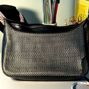 Vintage 1970s Charles Jourdan Black and Gold handbag - Shoulder or cross-body